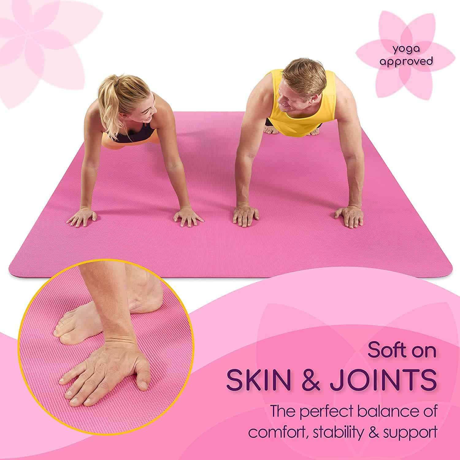 Large Yoga Mat 6'x6'x8mm Extra Thick, Durable, Eco-Friendly, Non-Slip & Odorless Barefoot Exercise and Premium Fitness Home Gym Flooring Mat by ActiveGear - Image 4