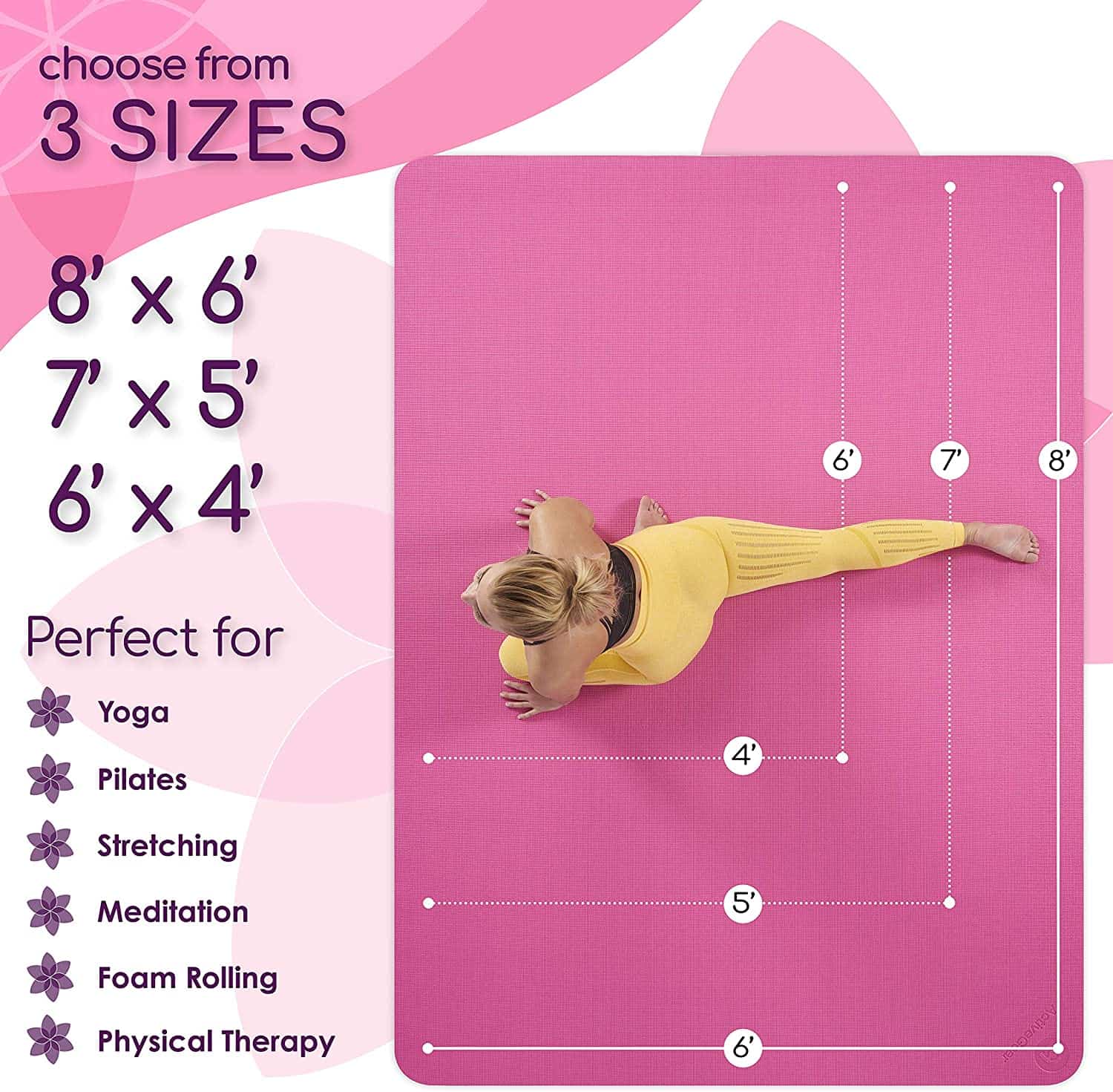 Large Yoga Mat 6'x6'x8mm Extra Thick, Durable, Eco-Friendly, Non-Slip & Odorless Barefoot Exercise and Premium Fitness Home Gym Flooring Mat by ActiveGear - Image 8